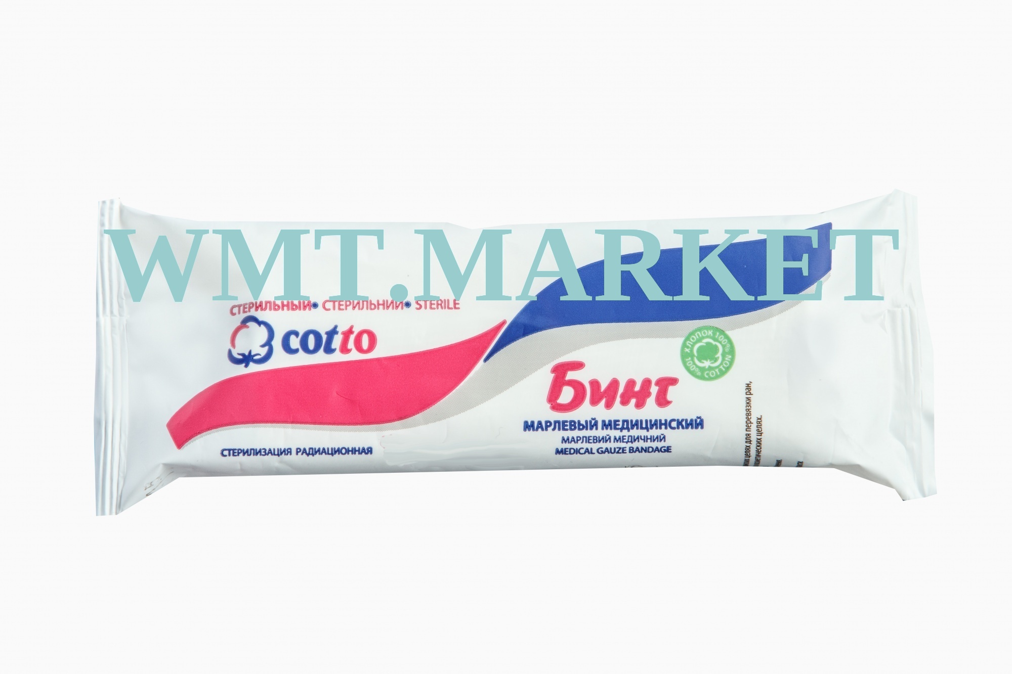 Бинт марлевый стерильный Cotto 5м х10 см пл.36 (+/-2) г/кв.м инд. упаковка