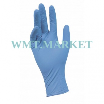 Перчатки нитриловые неопудренные текстурированные на пальцах BENOVY, M, голубые 3,5г	